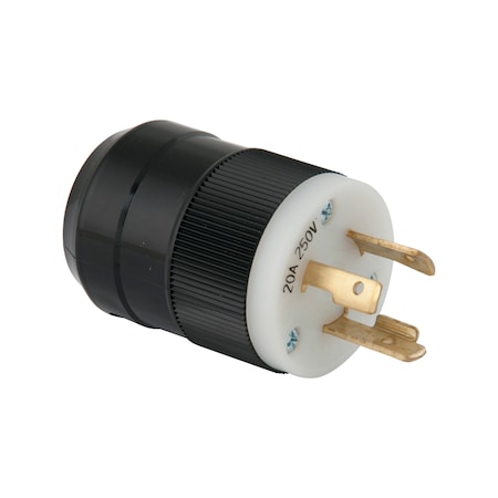 Marinco Locking Plug, L6-20P, 20 A, 250V AC, Single Phase, 2 Pole, Screw Terminals 206P